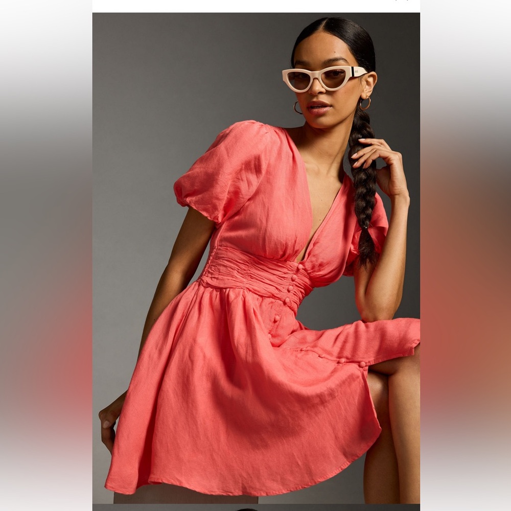 Anthropologie Katerina Mini Dress in Tangerine NWOT